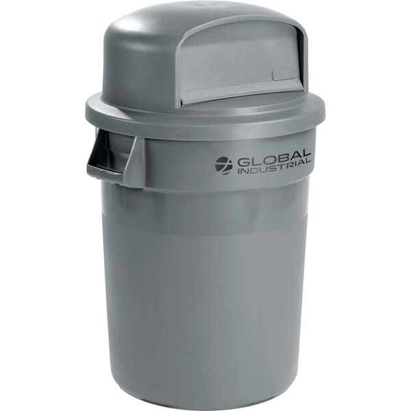 Global Industrial Plastic Trash Can with Dome Lid, 32 Gallon Gray - 240460GYD