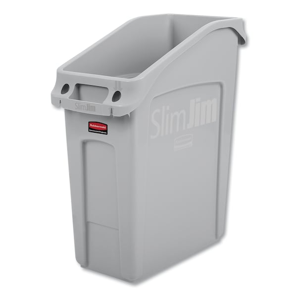 Rubbermaid Commercial 13 gal Rectangular Prism Waste Receptacles, Gray, Open Top, Polyethylene - 2026695