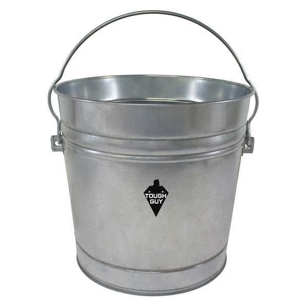 Zoro Select 10 gal Round Trash Can, Silver, Galvanized steel - 2PYW5