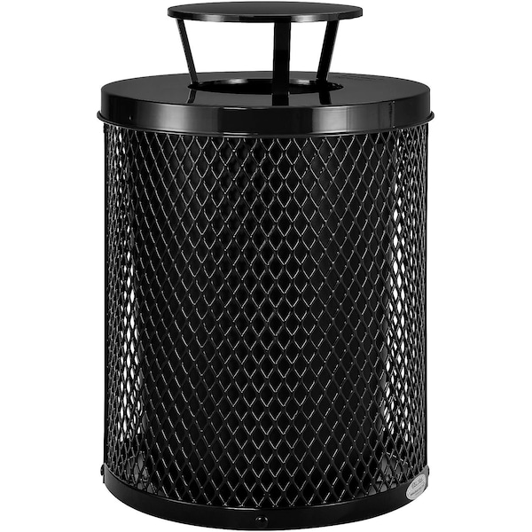 Global Industrial Outdoor Diamond Steel Trash Can With Rain Bonnet Lid, 36 Gallon, Black - 261926BK