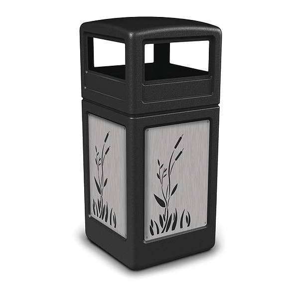 Commercial Zone Products 42 gal Trash Can, Black, Stainless Steel - 732996199