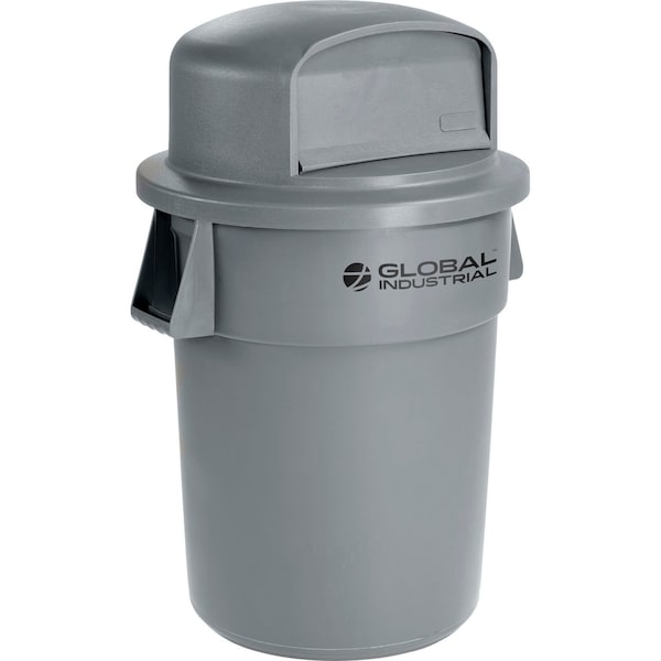 Global Industrial Plastic Trash Can with Dome Lid, 55 Gallon Gray - 240464GYD
