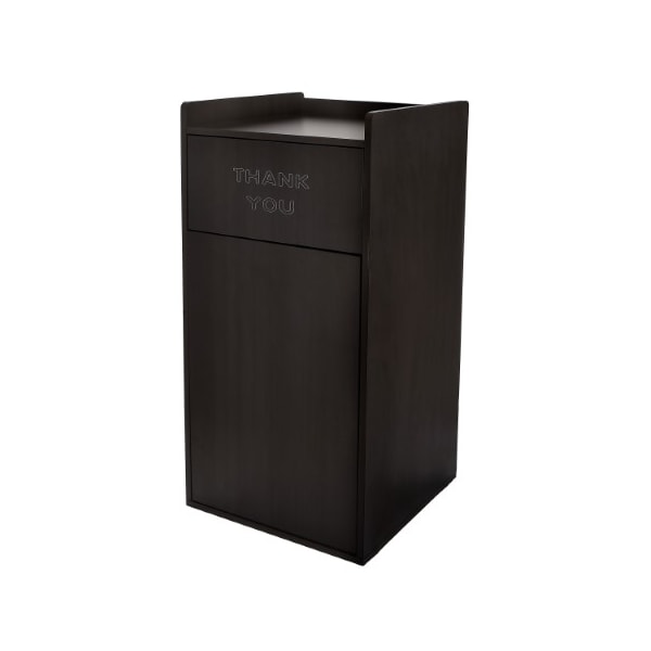Alpine Industries Black 40 Gallon Wood Receptacle Enclosure with Drop Hole and Tray Shelf - ALP476-BLK