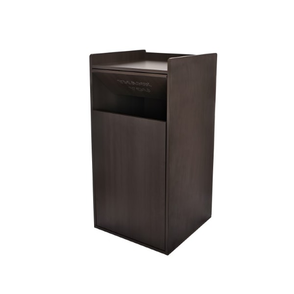 Alpine Industries Black 40 Gallon Wood Receptacle Enclosure with Drop Hole and Tray Shelf - ALP476-BLK