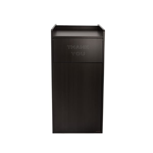 Alpine Industries Black 40 Gallon Wood Receptacle Enclosure with Drop Hole and Tray Shelf - ALP476-BLK