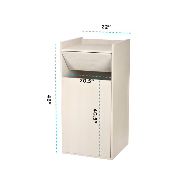 Alpine Industries White 40 Gallon Wood Receptacle Enclosure with Drop Hole and Tray Shelf - ALP476-WHI