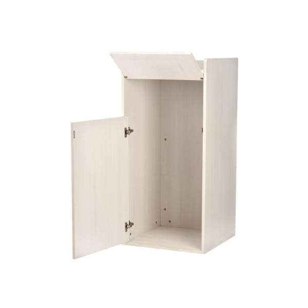 Alpine Industries White 40 Gallon Wood Receptacle Enclosure with Drop Hole and Tray Shelf - ALP476-WHI