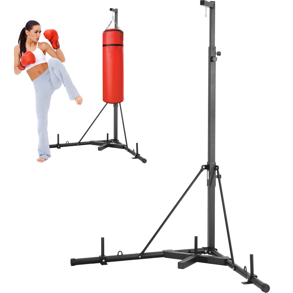 VEVOR Punching Bag Stand, Steel Heavy Duty Workout Training Equipment, Adjustable Height Boxing Punching Stand with Weighted Base, Holds Up to 400 lbs, Freestanding Sandbag Rack for Home Gym Fitness - SD46546591INPJ31EV0