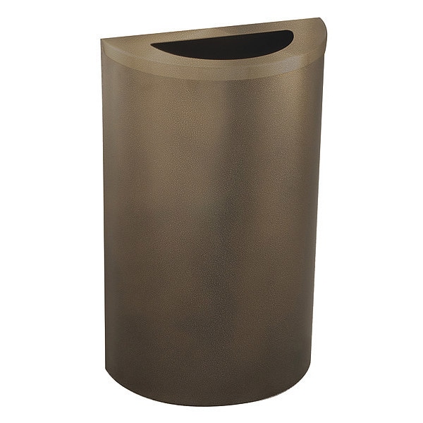 Glaro 14 gal Half-Round Trash Can, Bronze Vein, 18 in Dia, Open Top, Steel - 1891-BV-BV