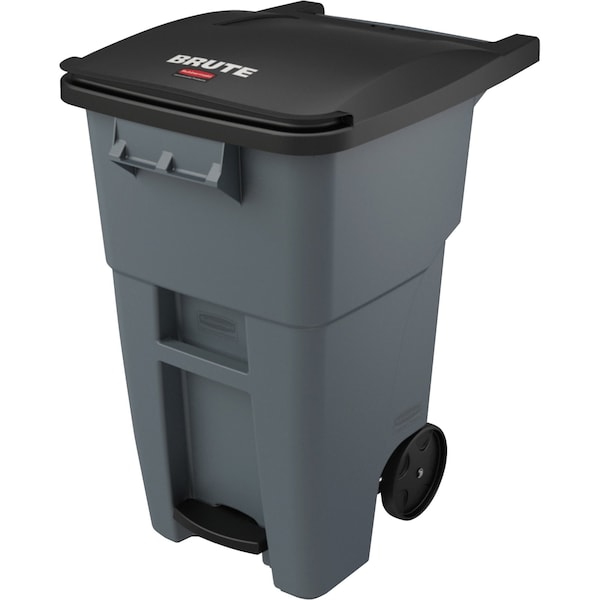 Rubbermaid Commercial 50 gal Rectangular Trash Can, Gray, 24 in Dia, Step-On, HDPE - 1971956