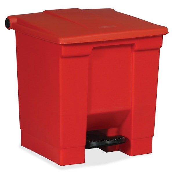 Rubbermaid Commercial 8 gal Rectangular Trash Can, Red, 16 1/4 in Dia, Step-On, Plastic - FG614300RED