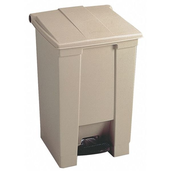 Rubbermaid Commercial 8 gal Rectangular Trash Can, Red, 16 1/4 in Dia, Step-On, Plastic - FG614300RED