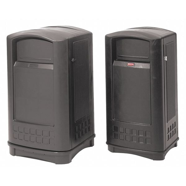 Rubbermaid Commercial 50 gal Rectangular Trash Can, Black, 25 1/4 in Dia, Swing, HDPE - FG396400BLA