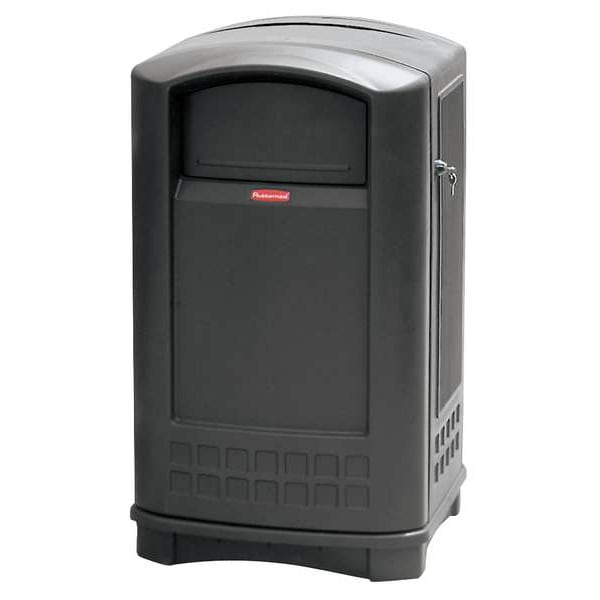 Rubbermaid Commercial 50 gal Rectangular Trash Can, Black, 25 1/4 in Dia, Swing, HDPE - FG396400BLA