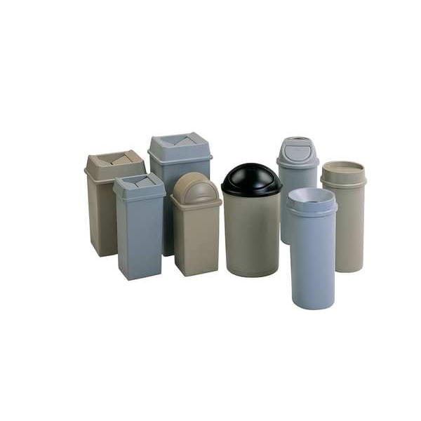 Rubbermaid Commercial 50 gal Square Trash Can, Gray, 19 1/2 in Dia, Open Top, LLDPE - FG395900GRAY