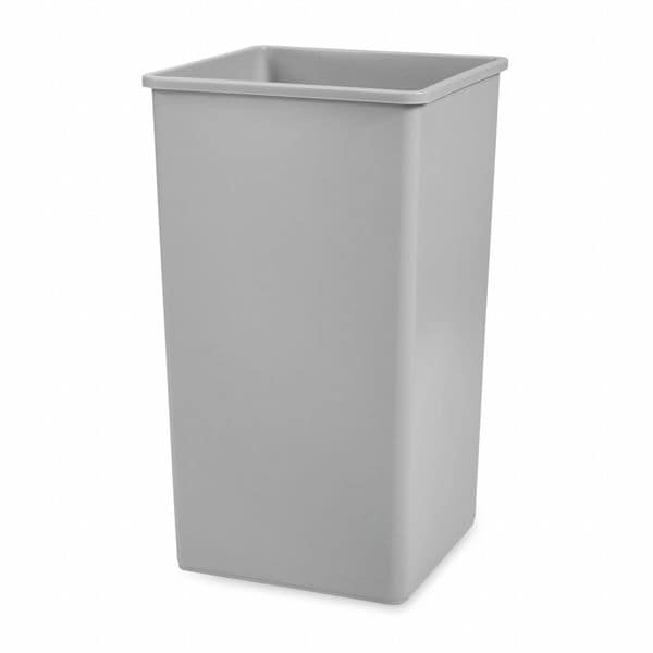 Rubbermaid Commercial 50 gal Square Trash Can, Gray, 19 1/2 in Dia, Open Top, LLDPE - FG395900GRAY