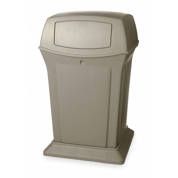Rubbermaid Commercial 35 gal Square Trash Can, Black, 21 1/2 in Dia, Swing, Plastic - FG843088BLA