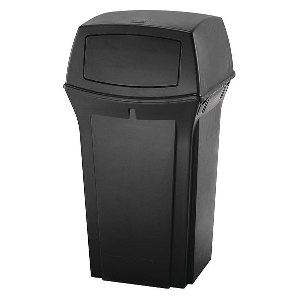 Rubbermaid Commercial 35 gal Square Trash Can, Black, 21 1/2 in Dia, Swing, Plastic - FG843088BLA