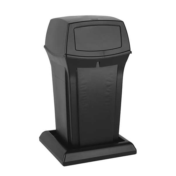 Rubbermaid Commercial 35 gal Square Trash Can, Black, 21 1/2 in Dia, Swing, Plastic - FG843088BLA