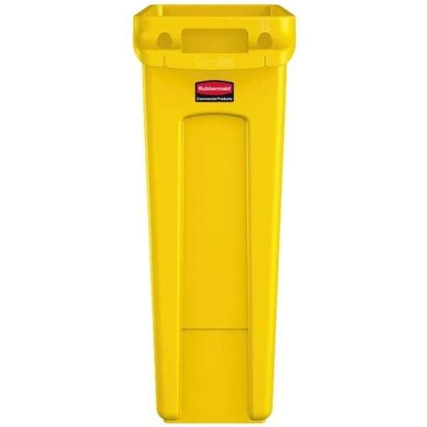 Rubbermaid Commercial 23 gal Rectangular Trash Can, Yellow, 11 in Dia, Open Top, Plastic - 1956188