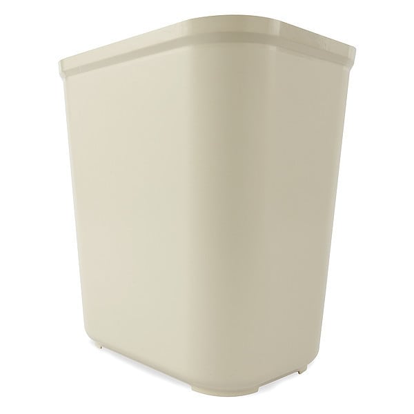 Rubbermaid Commercial 7 gal Rectangular Trash Can, Beige, 10 1/2 in Dia, Open Top, Thermoset Polyester - FG254300BEIG