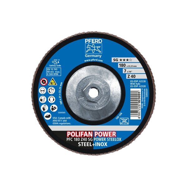 Disco de láminas POLIFAN® - Z SG POWER STEELOX, Zirconia, 40 Grit, Cónico - 62328