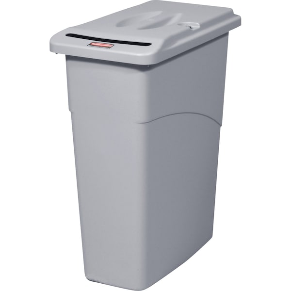 Rubbermaid Commercial 23 gal Rectangular Confidential Waste Container, Gray, 11 in Dia, Snap-On, Plastic - FG9W1500LGRAY