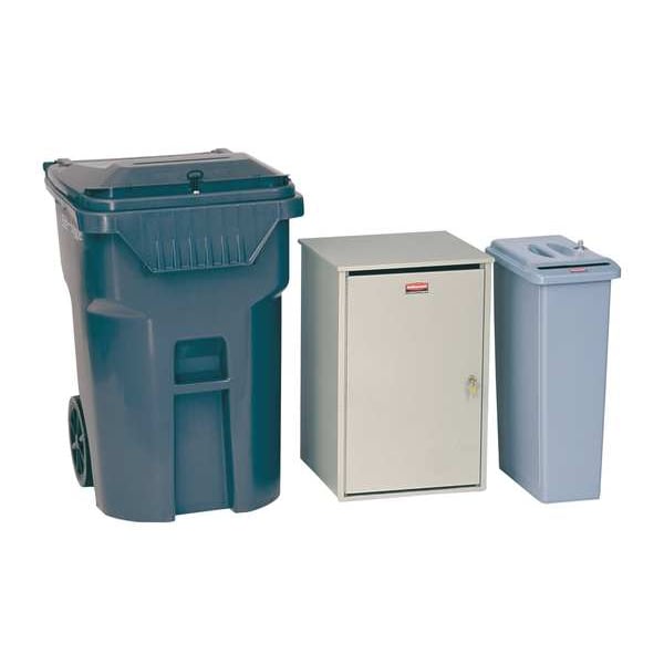 Rubbermaid Commercial 23 gal Rectangular Confidential Waste Container, Gray, 11 in Dia, Snap-On, Plastic - FG9W1500LGRAY