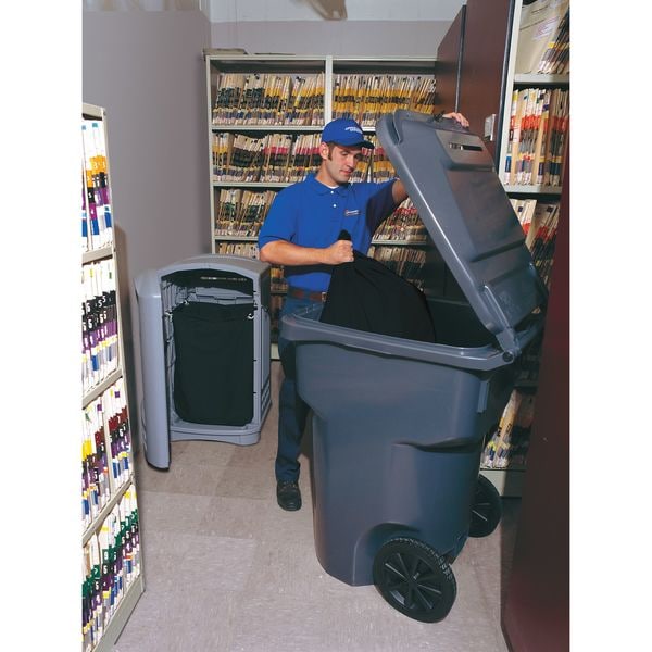 Rubbermaid Commercial 23 gal Rectangular Confidential Waste Container, Gray, 11 in Dia, Snap-On, Plastic - FG9W1500LGRAY