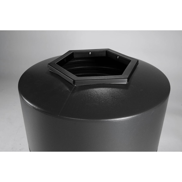 Commercial Zone Products 45 gal Round Trash Can, Black, Open Top, Polyethylene - 730101