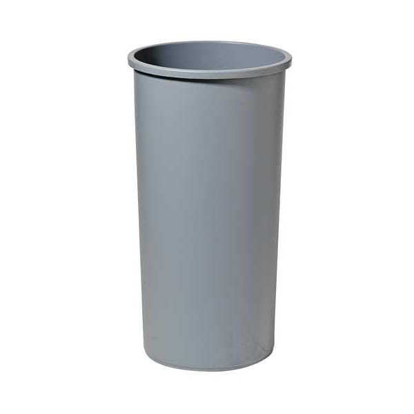 Rubbermaid Commercial 21 gal Half-Round Trash Can, Gray, 21 in Dia, Open Top, LLDPE - FG352000GRAY