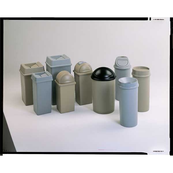 Rubbermaid Commercial 21 gal Half-Round Trash Can, Gray, 21 in Dia, Open Top, LLDPE - FG352000GRAY