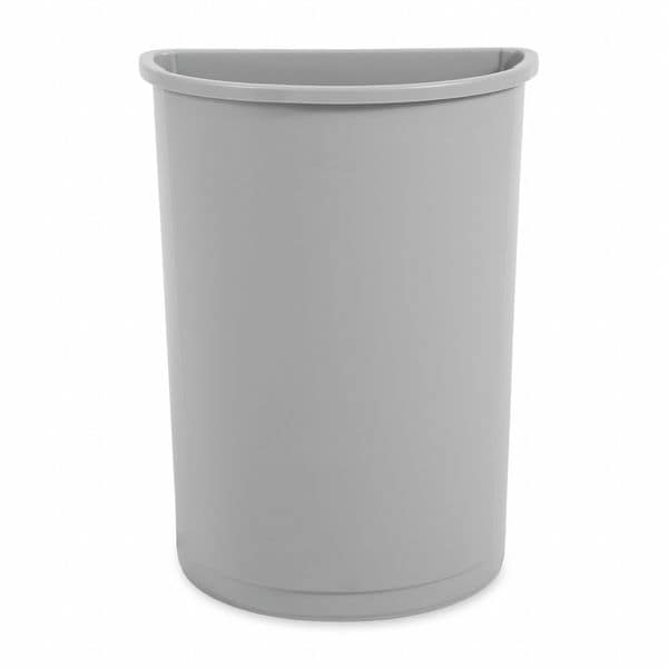 Rubbermaid Commercial 21 gal Half-Round Trash Can, Gray, 21 in Dia, Open Top, LLDPE - FG352000GRAY