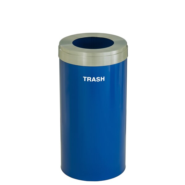 Glaro 16 gal Trash Can, Blue/Satin Aluminum - W-1532BL-SA-W5