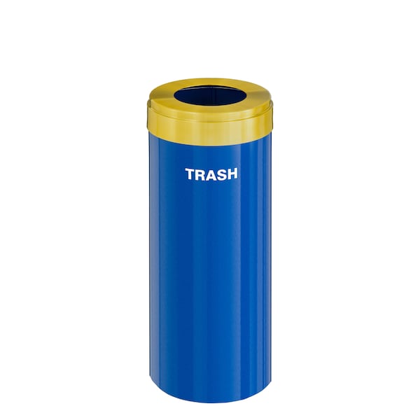 Glaro 15 gal Trash Can, Blue/Satin Brass - W-1242BL-BE-W5