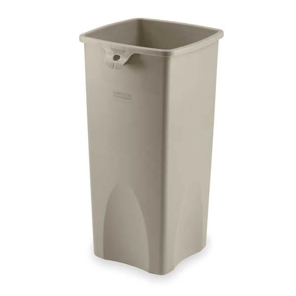 Rubbermaid Commercial 23 gal Square Trash Can, Beige, 15-1/2" Dia, Step-On, Stainless Steel - 7YA64