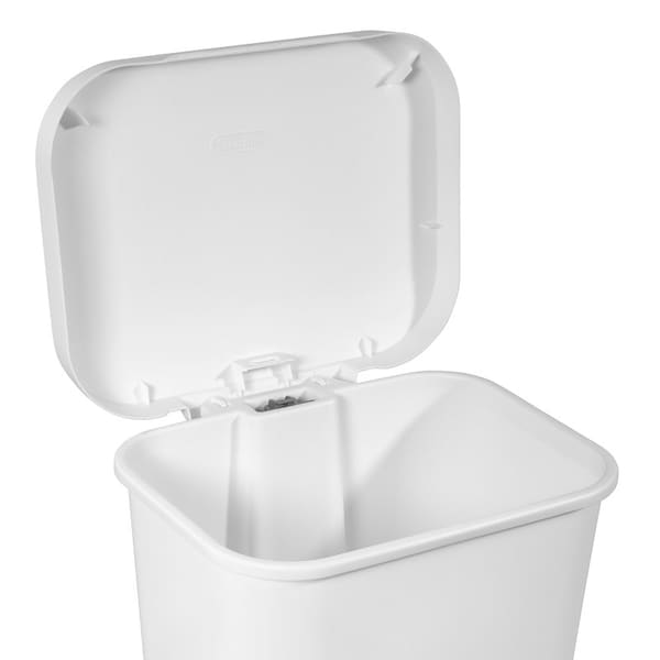Sterilite COLORmaxx Trash Can with Lid, 11.9 gal Capacity, Plastic, White, Textured, Step-On Lid Closure - 10698004