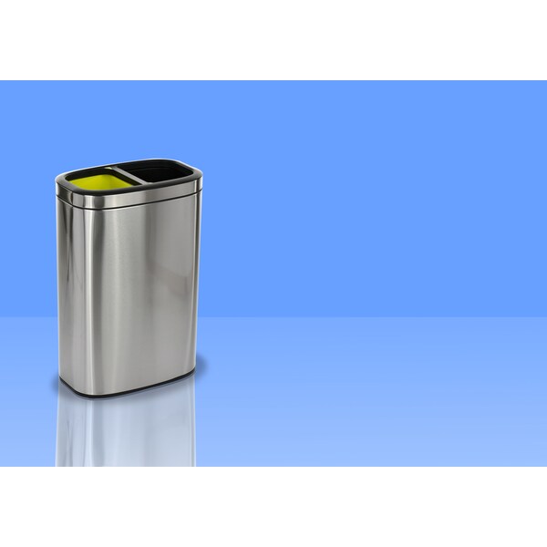 Alpine Industries 10.5 Gal. Stainless Steel Open Top Dual Compartment Trash Can - 470-R-40L