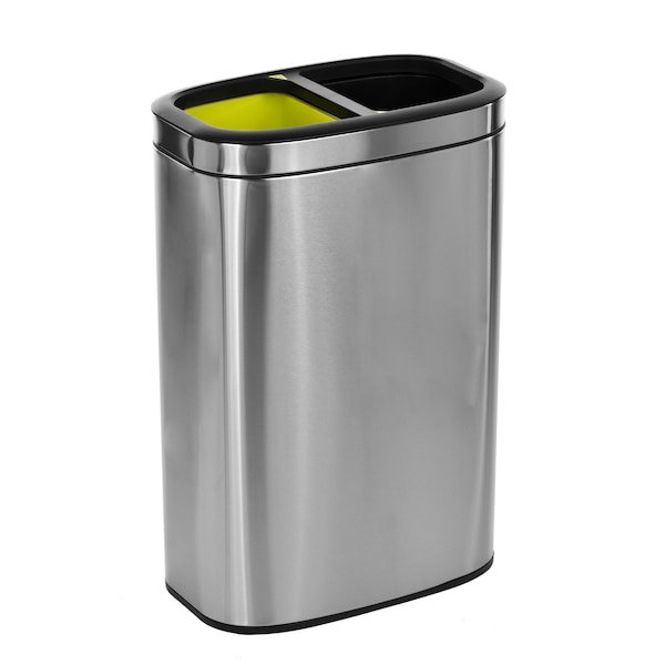 Alpine Industries 10.5 Gal. Stainless Steel Open Top Dual Compartment Trash Can - 470-R-40L