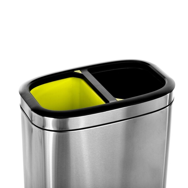 Alpine Industries 10.5 Gal. Stainless Steel Open Top Dual Compartment Trash Can - 470-R-40L