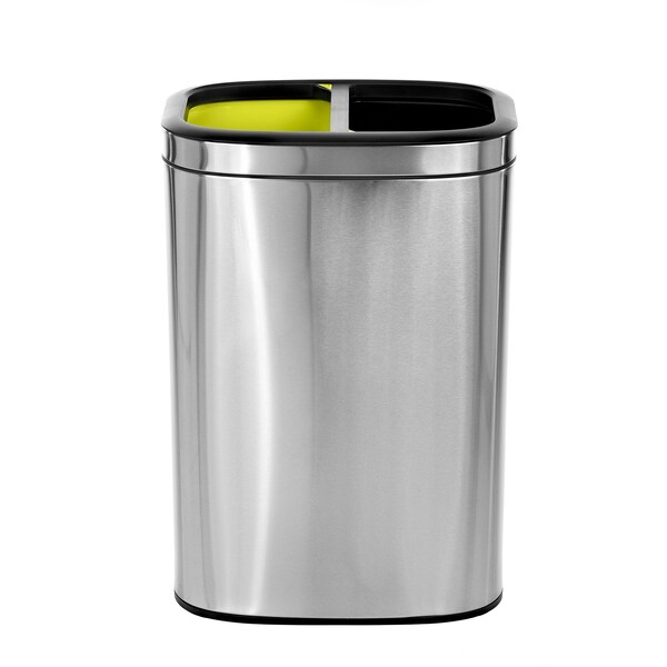 Alpine Industries 10.5 Gal. Stainless Steel Open Top Dual Compartment Trash Can - 470-R-40L
