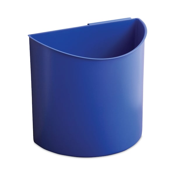 Safco 7 gal Half-Round Cylinder Trash Can, Black; Blue, Open Top, Plastic - 9928BB