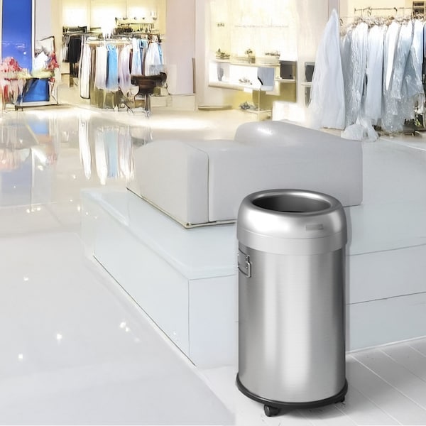 Hls Commercial 13 gal Rectangular Trash Can, Silver, Stainless Steel - HLS13MX
