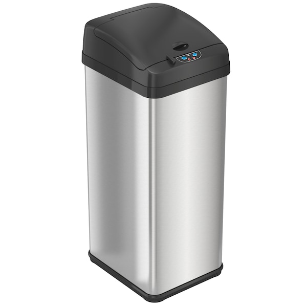 Hls Commercial 13 gal Rectangular Trash Can, Silver, Stainless Steel - HLS13MX