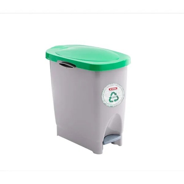 Araven Polypropylene Trash Bin with Pedal, 5.8 Gal, Green, 4PK - 47400