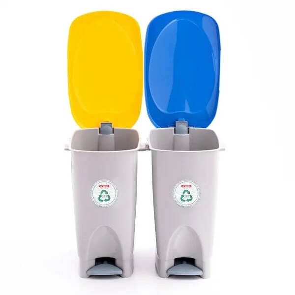 Araven Polypropylene Trash Bin with Pedal, 5.8 Gal, Green, 4PK - 47400