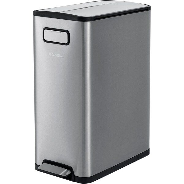 Global Industrial Rectangle Hands Free Trash Can, Silver, Stainless Steel - 641593SS