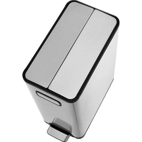 Global Industrial Rectangle Hands Free Trash Can, Silver, Stainless Steel - 641593SS