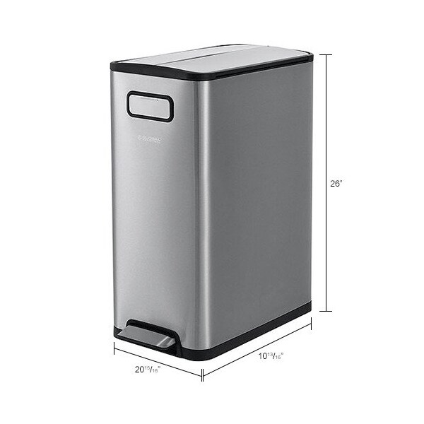 Global Industrial Rectangle Hands Free Trash Can, Silver, Stainless Steel - 641593SS