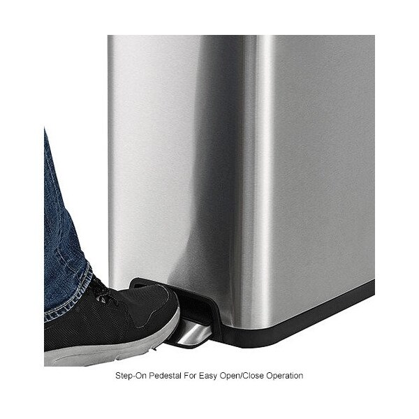 Global Industrial Rectangle Hands Free Trash Can, Silver, Stainless Steel - 641593SS